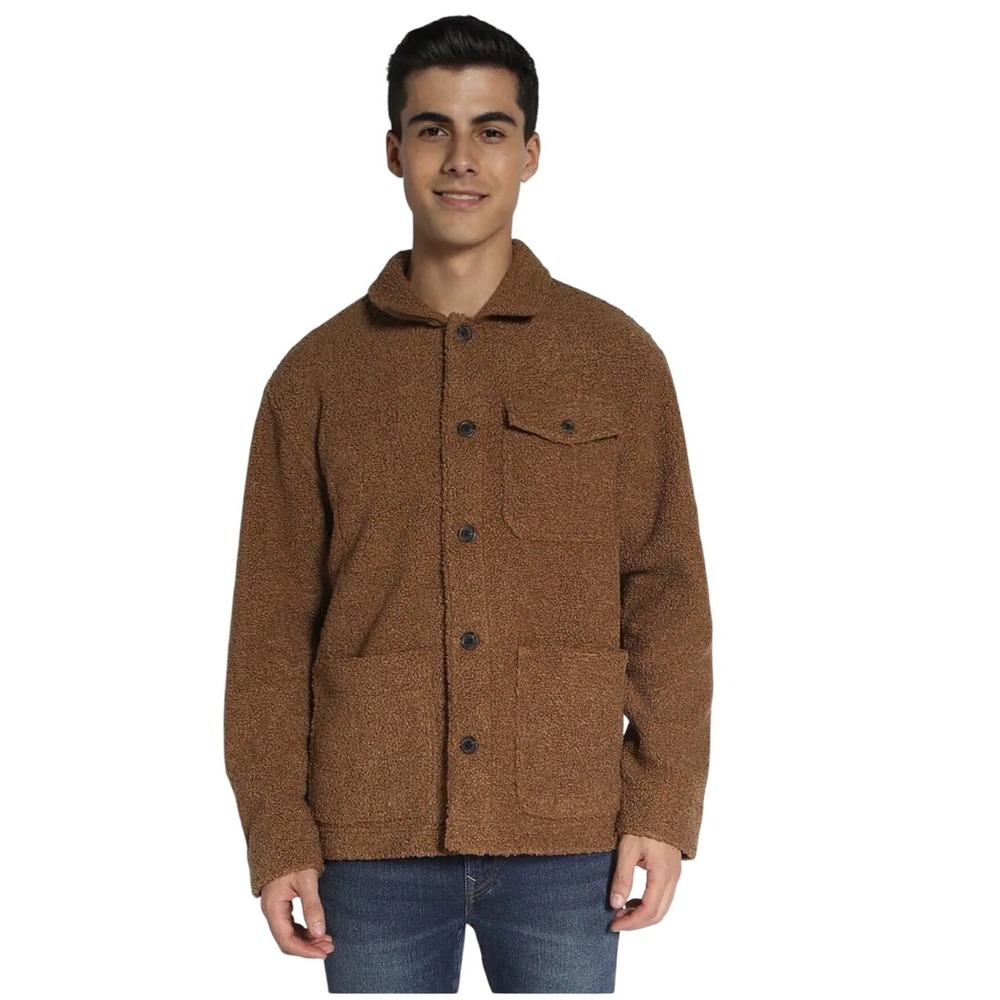 American Eagle NWOT Sherpa Chore Jacket Brown Teddy Fleece Barn Coat Men's M